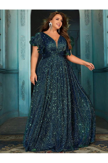 Women Party Formal Dress Bling Plus Size Summer Evening Gown Dress