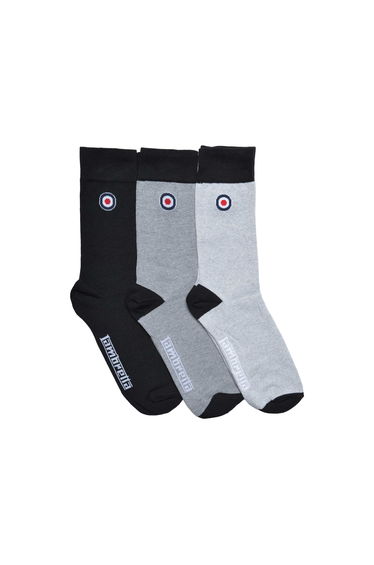 Lambretta Mens Paisley Socks (Pack of 3) - Black/Charcoal/Grey
