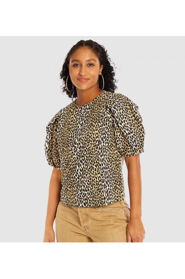 Zaida Sculptural Animal Printed Top