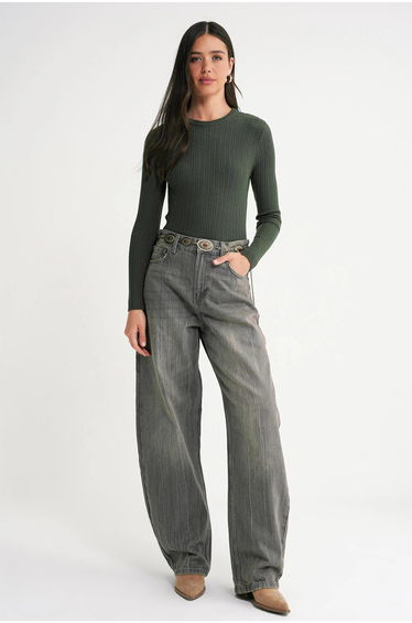 Mixray Soft Textured Ribbed Fitted Top
