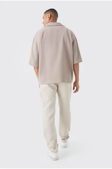 Pleated Oversized Boxy V Neck Shirt