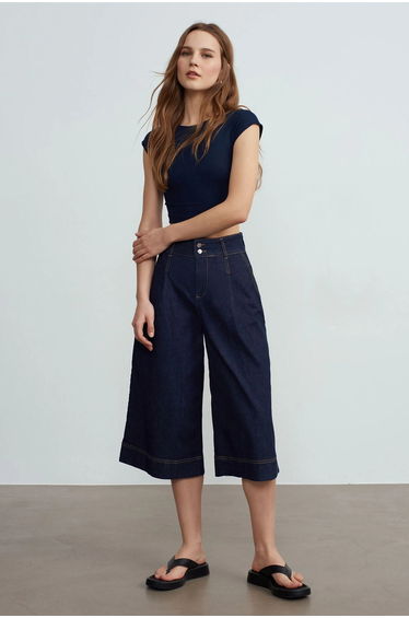 Dilvin Slim Fit Crop Jersey Blouse
