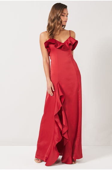BYV London Maroon Frill Detailed Dress