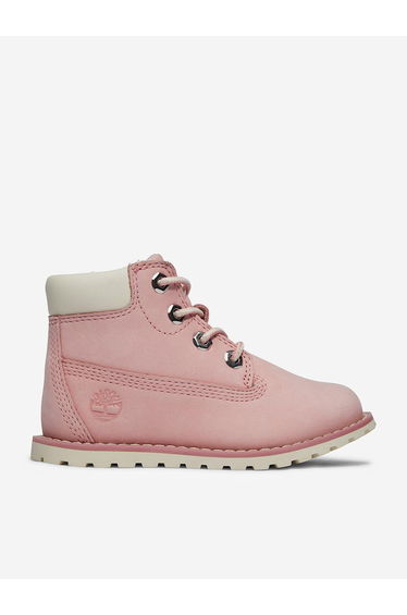 Timberland Girls Pokey Pine Mid Lace Up Boots with Zip in Pink