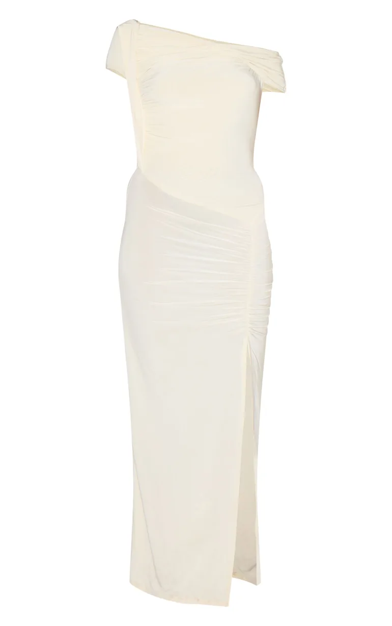 Butter Yellow Slinky Twist Detail Maxi Dress Prettylittlething Beige :  Party Dresses : VogaCloset Oman
