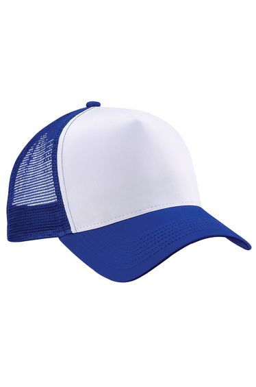 Beechfield Mens Half Mesh Trucker Cap / Headwear (Pack of 2) - Bright Royal/White
