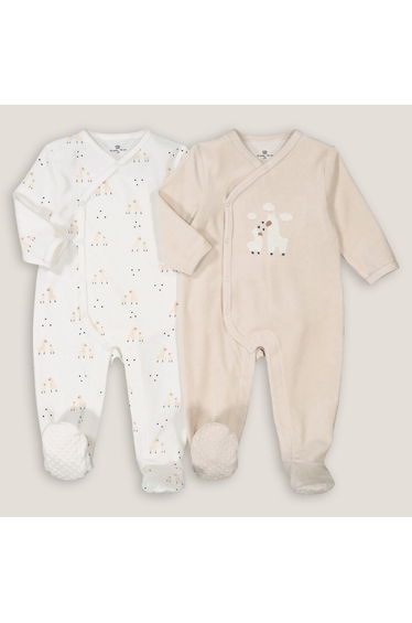 Pack of 2 Sleepsuits in Llama Print Velour
