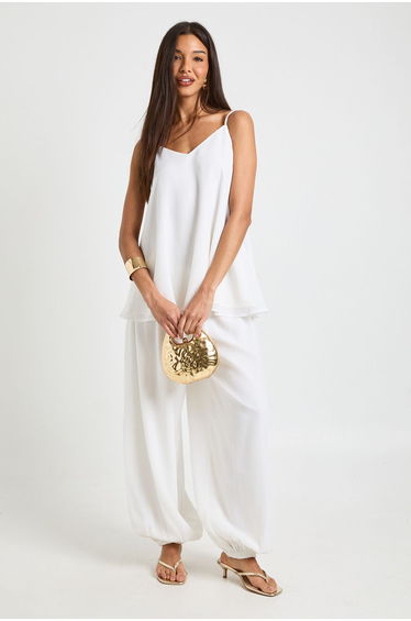 Chiffon Balloon Trouser - white