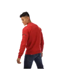 Men's Fred Perry Panelled Graphic Print Sweatshirt in Red - 2