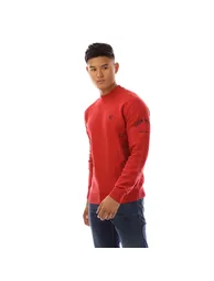 Men's Fred Perry Panelled Graphic Print Sweatshirt in Red
