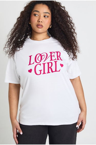 Plus Valentines "Lover Girl" Graphic Tee - white
