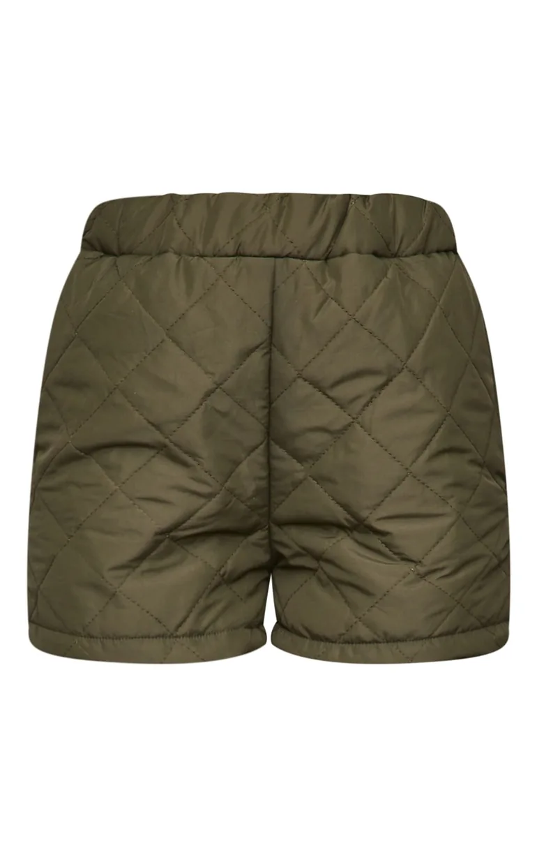 Petite Khaki Quilted Shorts - 5