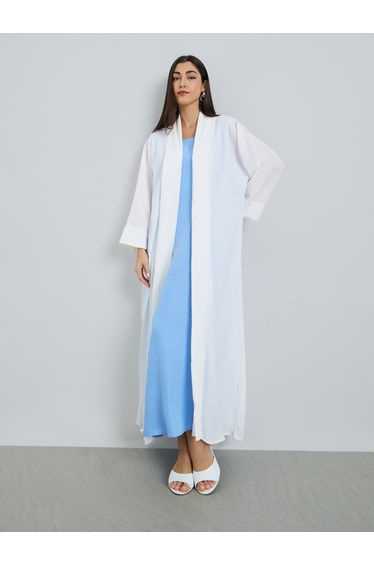 Cream Open Front A-Line Abaya