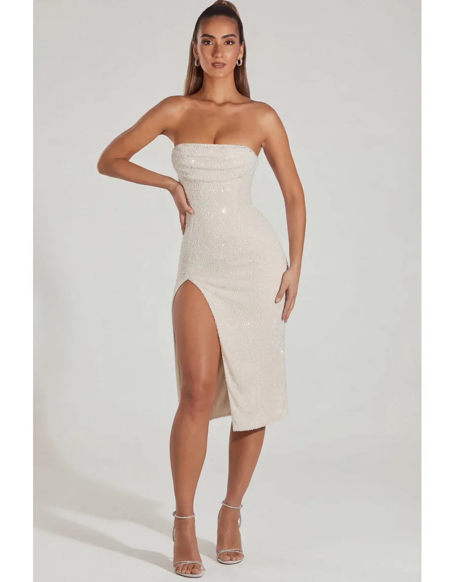can t bead that embellished bandeau midaxi dress in black Women's Black Embellished Bandeau Midaxi Dress | Harvey