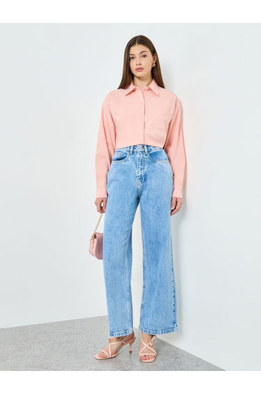 Women Blue High Rise Wide Leg Jeans