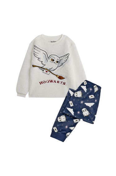Harry Potter Girls Hedwig Long Pyjama Set - White/Blue