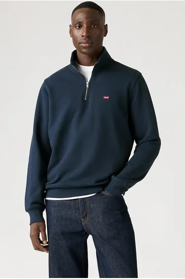 Embroidered Logo Cotton Sweatshirt with Half Zip
