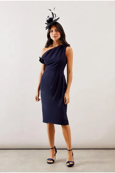 Woven Tie Shoulder Pencil Dress