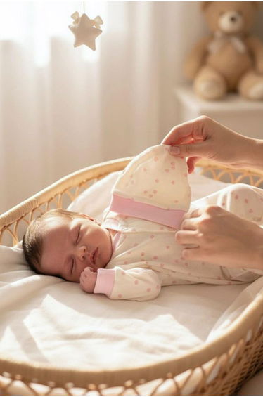 Baby Girl Romper with Floral Pattern, Cream (0-6 Months)