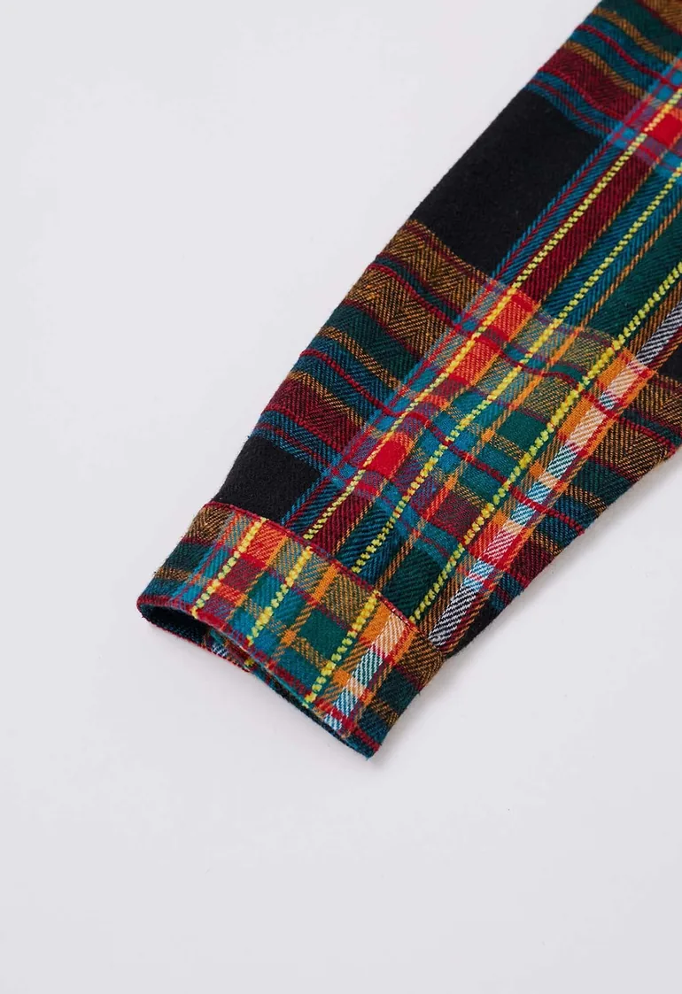 Holiday Charm Plaid Flannel Shirt Dress in Black - 7