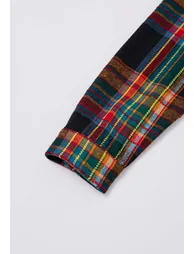 Holiday Charm Plaid Flannel Shirt Dress in Black - 7