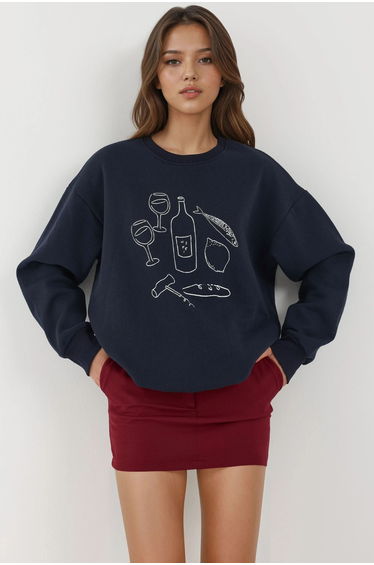 Printed Crew Neck Sweatshirt
