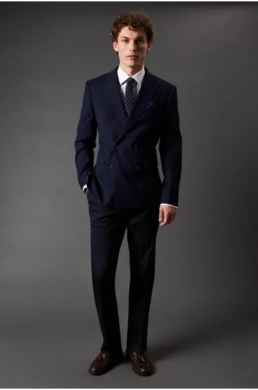 بليزر بأزرار مزدوجة لون كحلي 