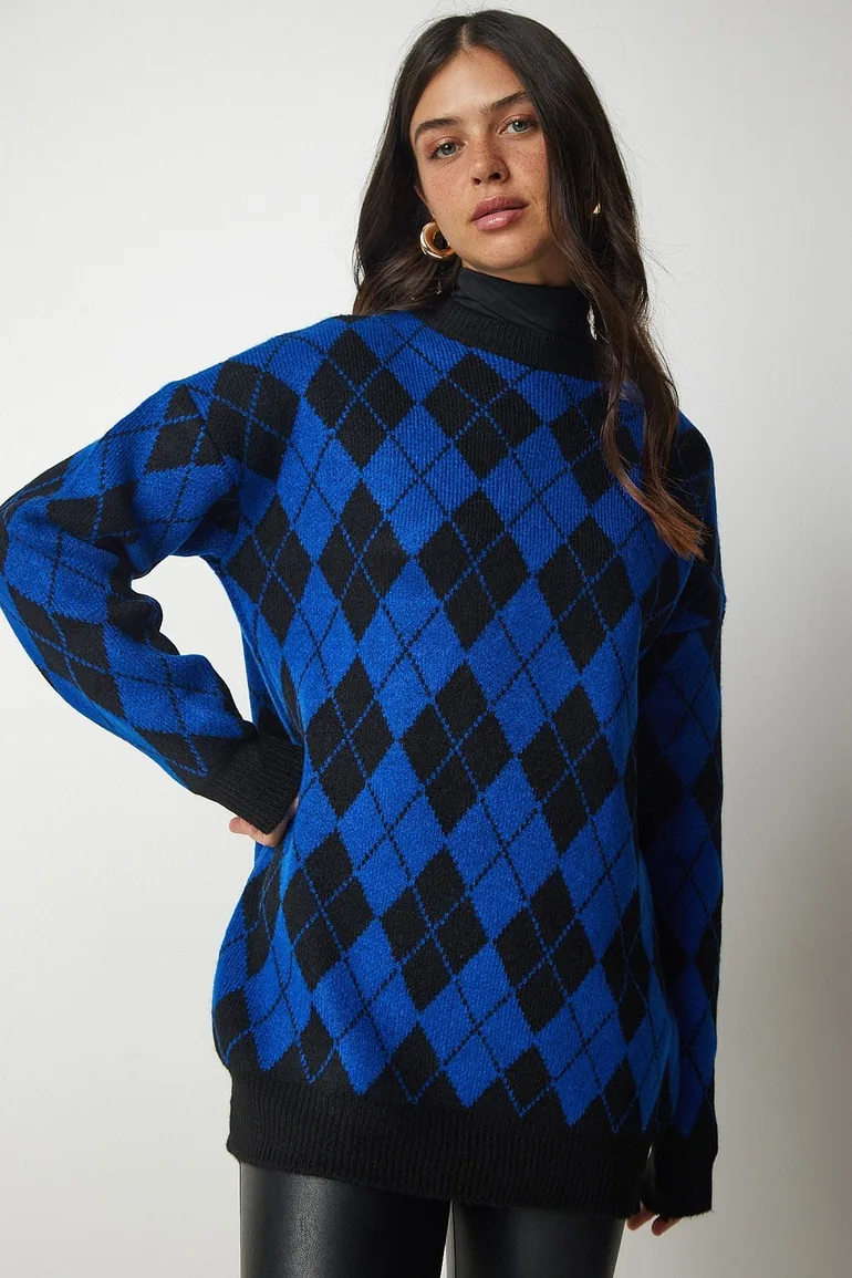 Happiness İStanbul Blue Knitted Sweater - 3