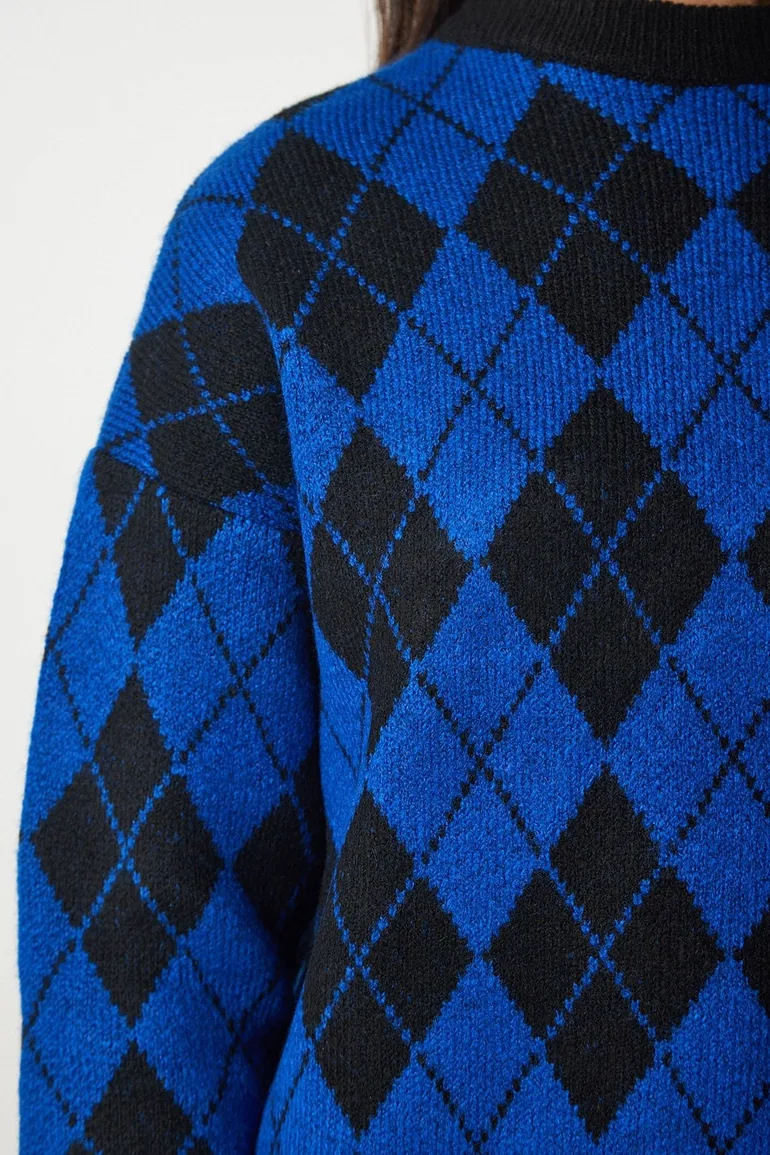 Happiness İStanbul Blue Knitted Sweater - 5