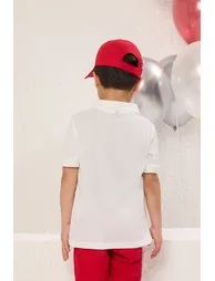 White Boy Basic Regular/Normal Pattern Polo Collar Short Sleeve Knitted T-Shirt - 2