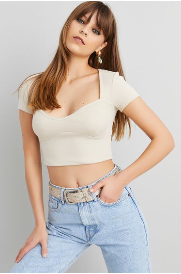 Blouse - Beige - Fitted