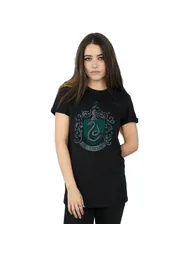 Harry Potter Womens/Ladies Slytherin Cotton Boyfriend T-Shirt - Black - 3