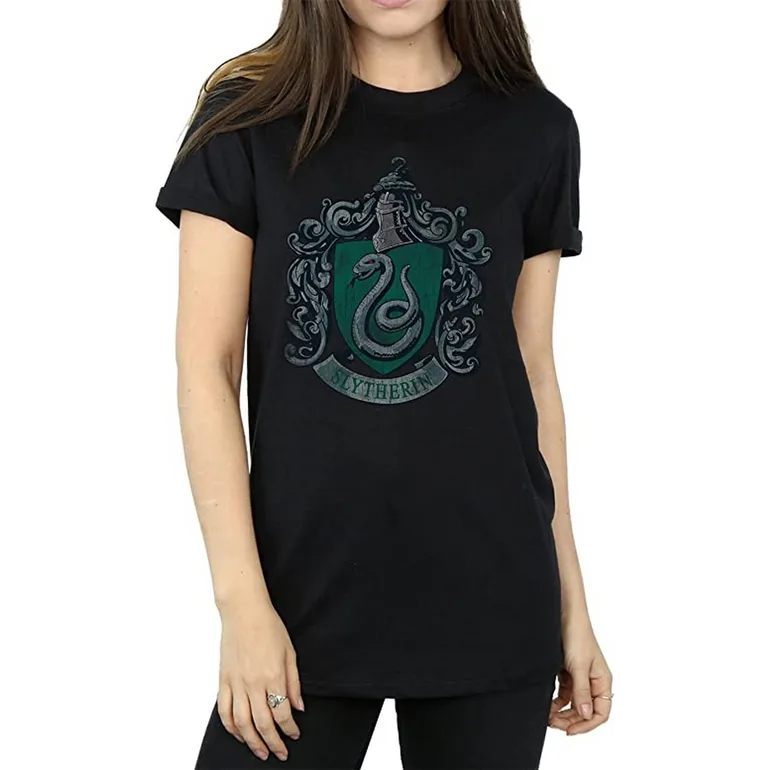 Harry Potter Womens/Ladies Slytherin Cotton Boyfriend T-Shirt - Black