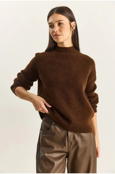LUCCI Oversized Crew Neck Knit Sweater