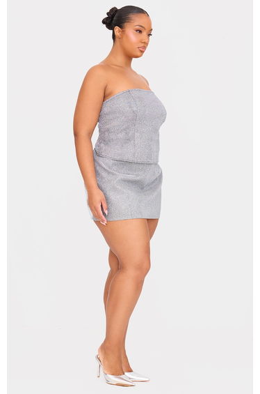 Plus Silver Glitter Detail Corset Top