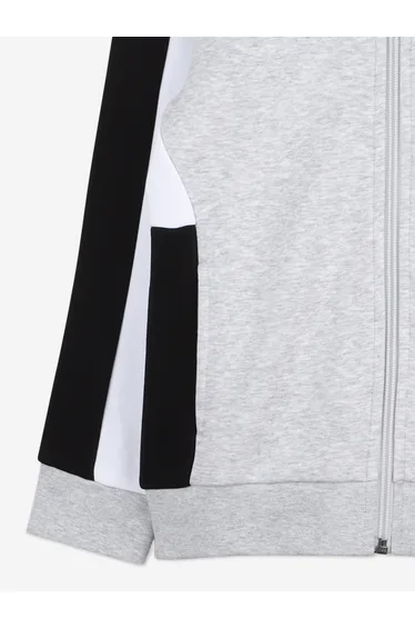 BOSS Boys Logo Print Zip Up Top in Grey