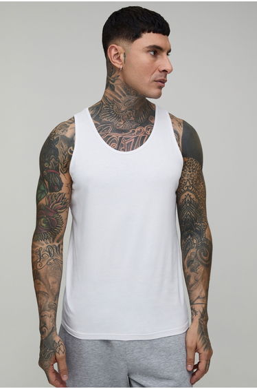 Tall Basic Regular Fit Vest - white