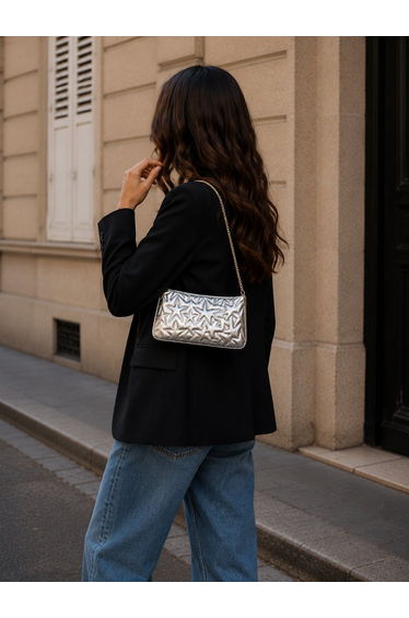 Star Embroidered Chain Strap Women's Shoulder Bag