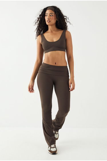 DSGN Studio Sculpt Fold Over Waistband Flared Legging - espresso