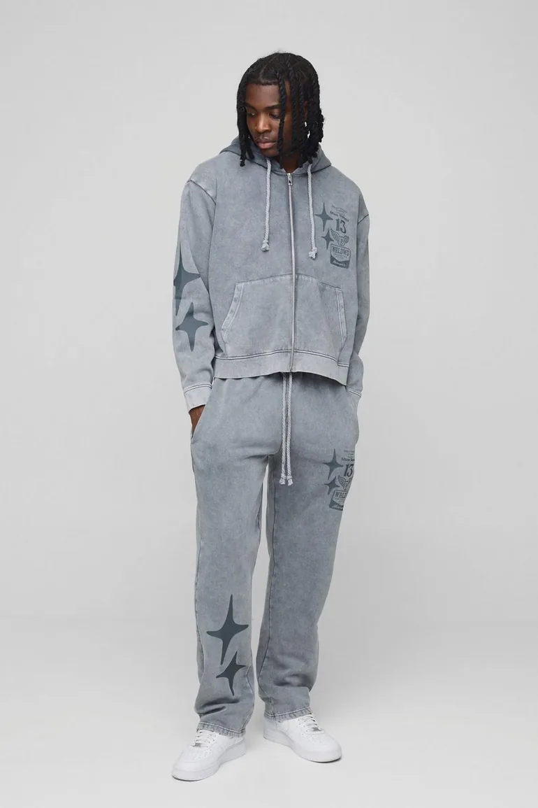 washed white and grey tracksuit