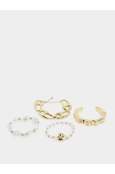 Set of 4 - Golden Beaded Bracelet