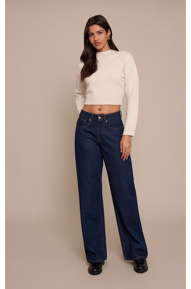 Tall Indigo Mid Rise Wide Leg Jeans