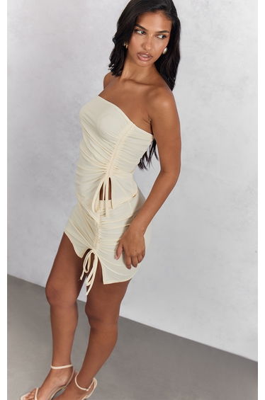 Cream Matte Touch Ruched Side Bandeau