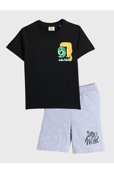 Boys Graphic Print Cotton T-Shirt and Shorts Set