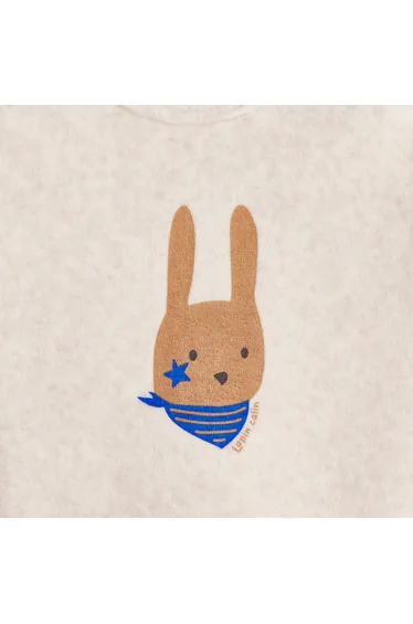 Pack of 3 1-Piece Velour Pyjamas in Bunnies and Stripes Print