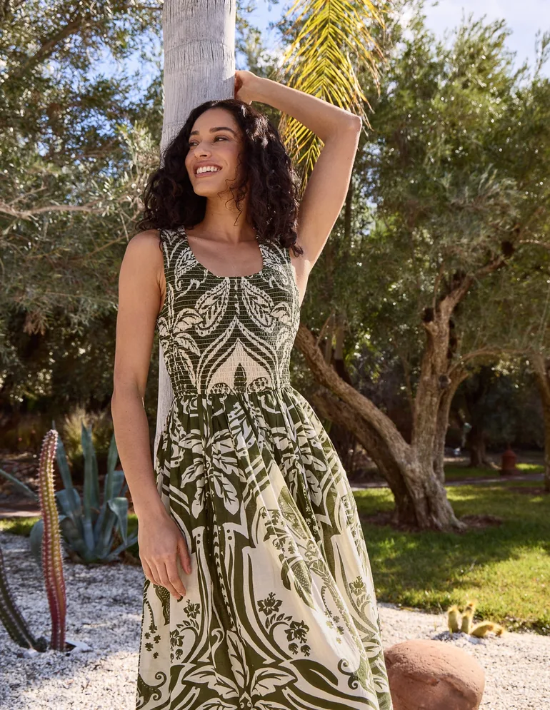 Sleeveless Shirred Dress - 2