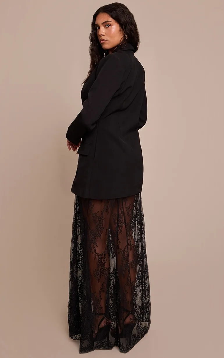 Shape Black Lace Hem Blazer Dress Prettylittlething : Evening Dresses : VogaCloset Oman Shape Black Lace Hem Blazer Dress Prettylittlething : Evening Dresses : VogaCloset Oman