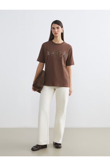Crew Neck Letter Printed Women's T-Shirt