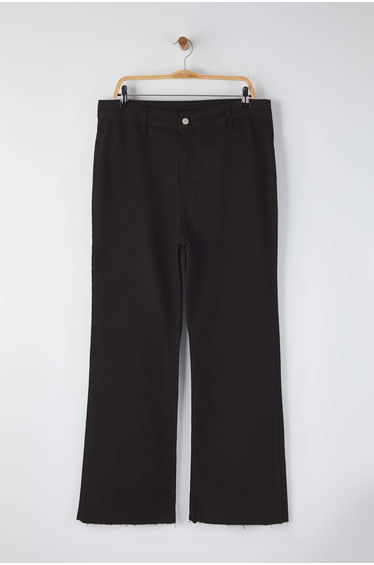 Black High Waist Cut-Out Straight Fit Denim Plus Size Jeans
