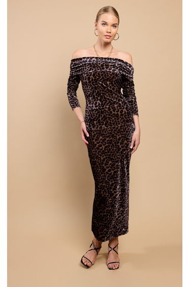 Leopard Print Velvet Midaxi Skirt by Vicky Pattison